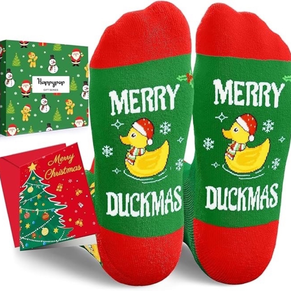 New Little Kids Happypop Merry Duckmas Christmas Rubber Duck Socks Gift S 2-3 yr